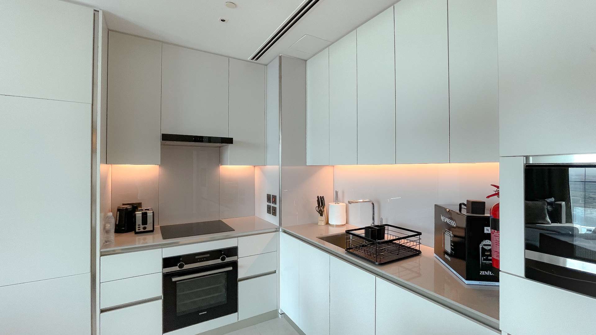 Elegant bathroom in hotel apartment at The Address Jumeirah Resort, Dubai